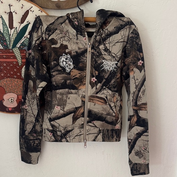 Darc Sport Jackets & Blazers - Darc Sport Moth Kanji Iris Cherry Blossom Woodland Camo Zip Up S NEW
